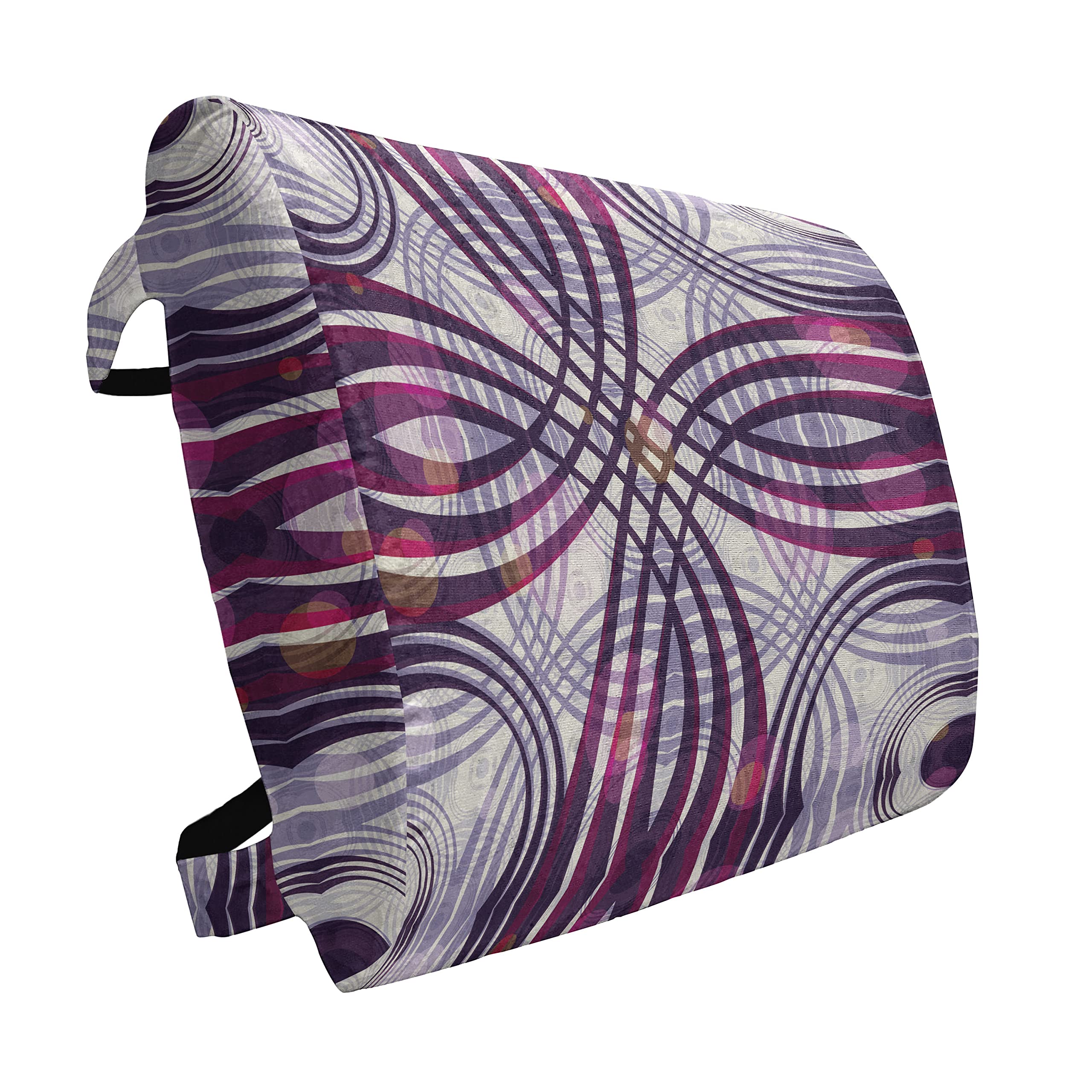 Ambesonne Vintage Lumbar Back Support Pillow, Vintage Style Geometrical Ornament Stripes and Circles in Vibrant Colors Print, High Density Foam for Office Chairs Car Seats, 14