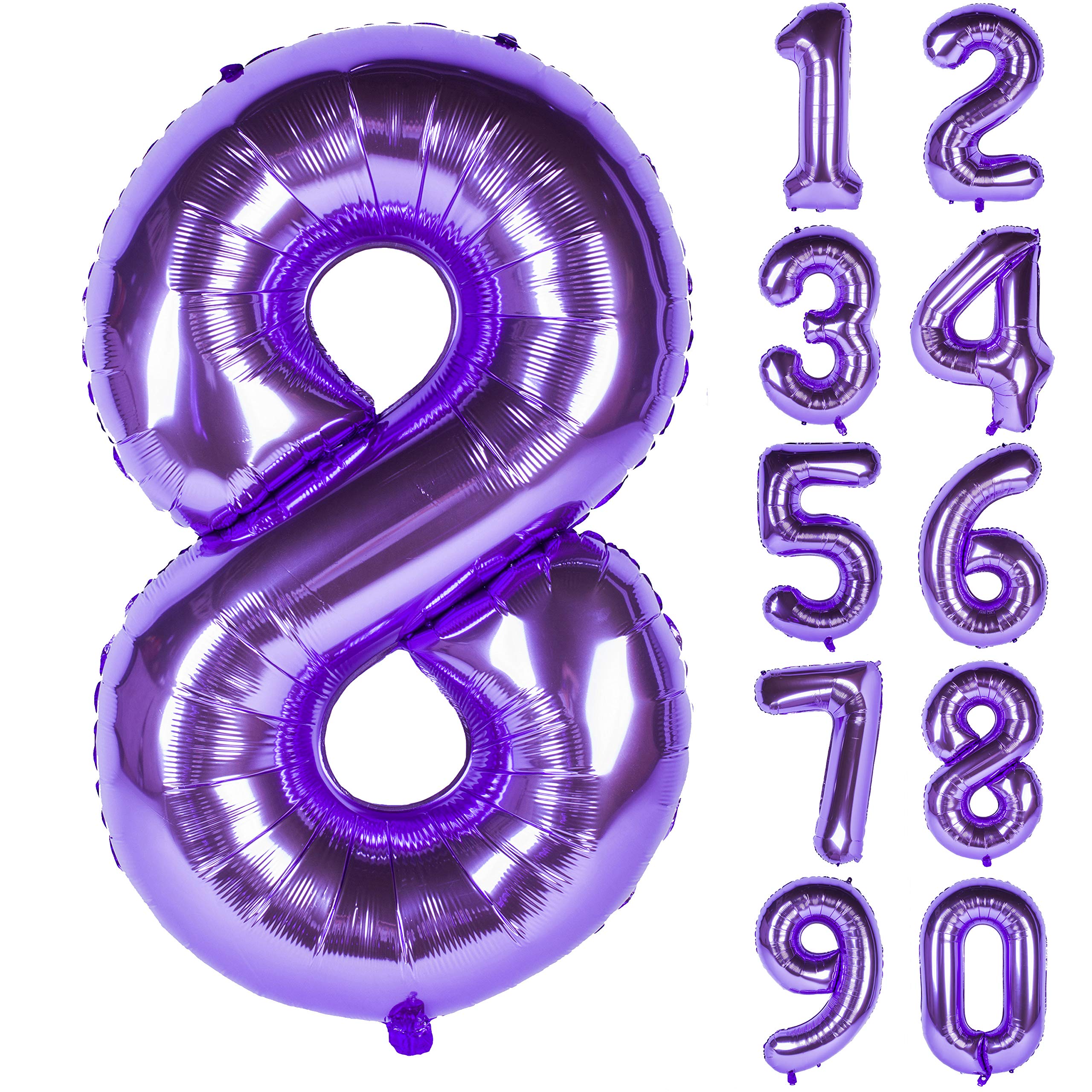 40 Inch Purple number Helium Foil Birthday Party Digit Balloons (Purple 8)