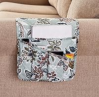 Vista 11 de Brilliant Sunshine Organizador de reposabrazos de sofá de retazos rosa y salvia, organizador de 5 bolsillos, organizador antideslizante para sillón