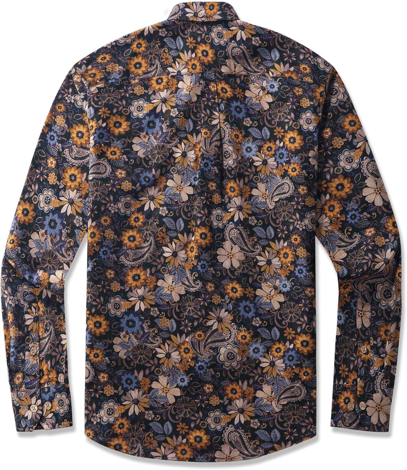 Petal Labyrinth 100% Cotton Men's Long Sleeve Button-Down Shirt Aloha Hawaiian