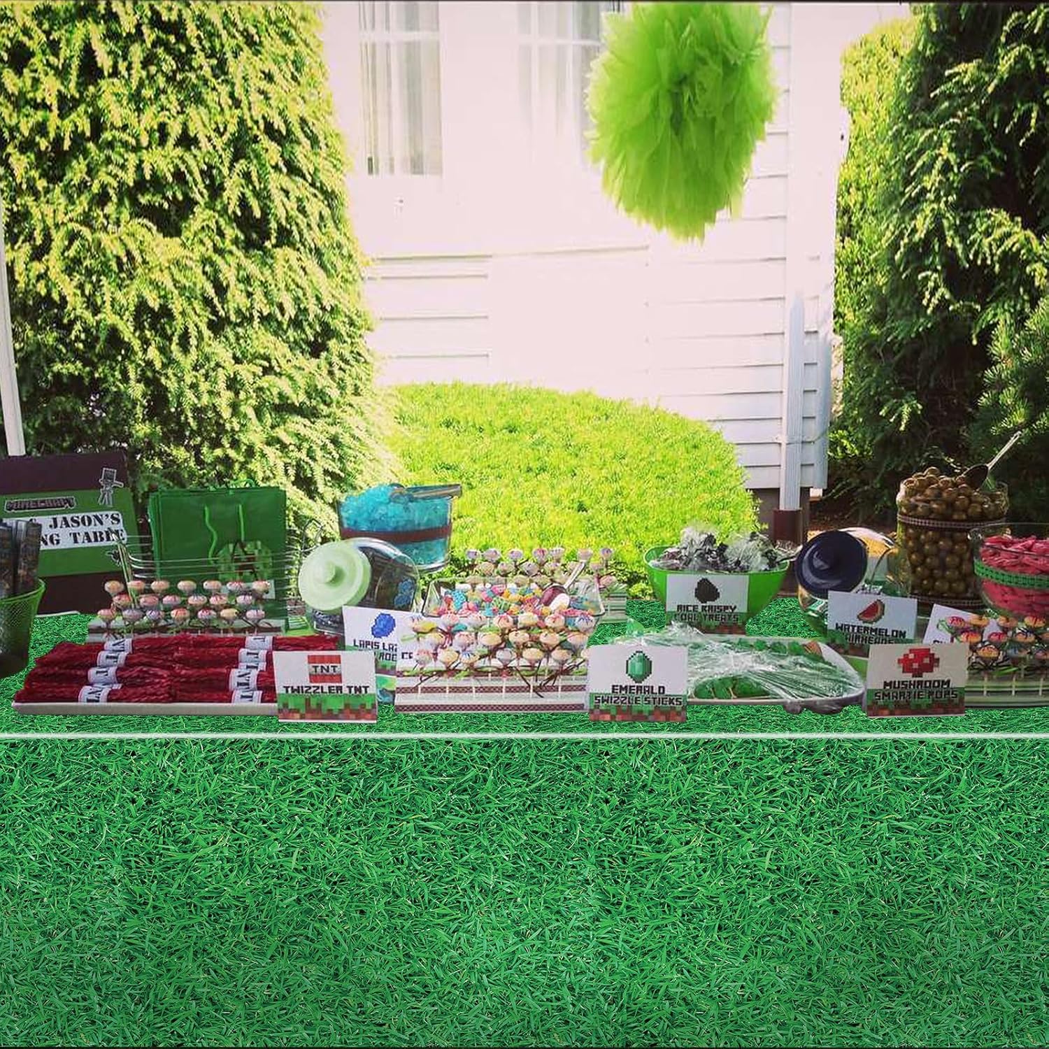 2 Pack Green Grass Tablecloths, 87x51'' Grass Pattern Plastic Disposable Table Cover Football Field Soccer Field Table Cloth for Sports Theme Parties Supplies Golf Soccer Football Event Decorations