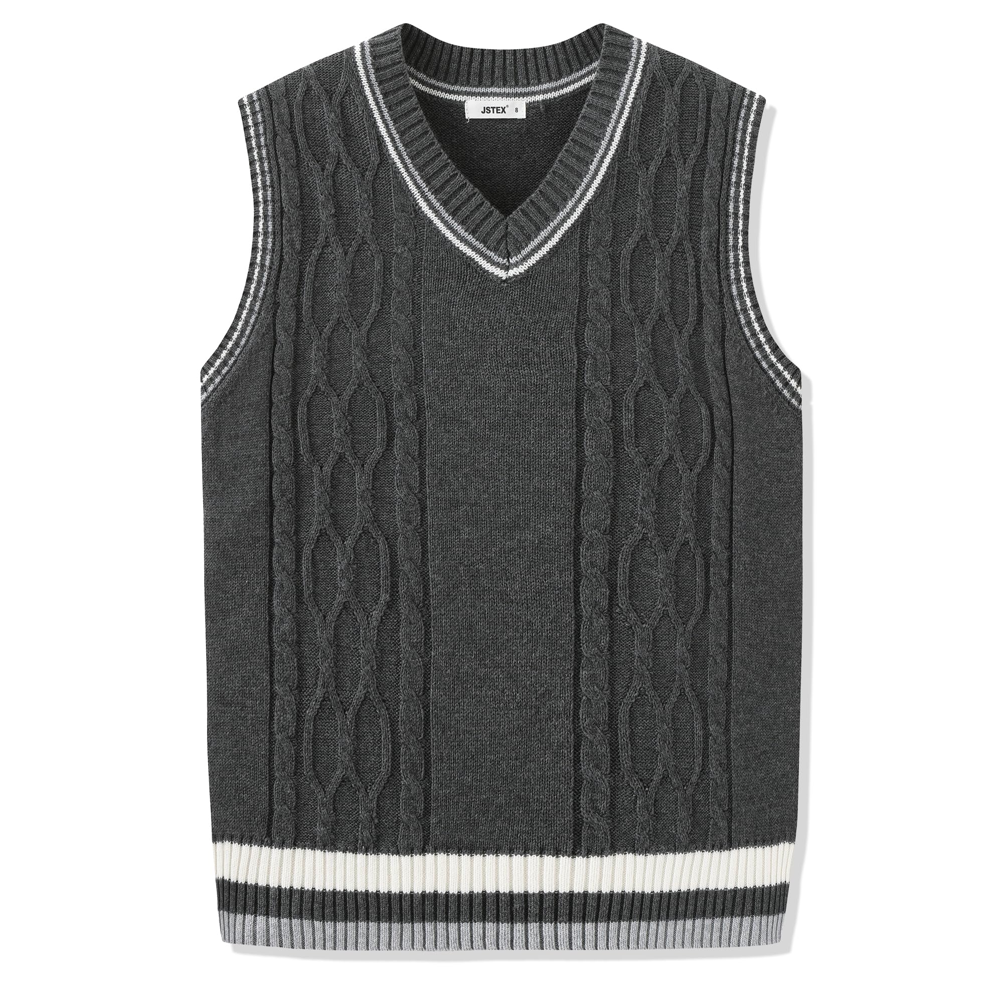 JSTEX Boys Sweater Vest 100% Cotton Kids Uniform Vest V-Neck Sleeveless Knit Pullover for Boy Girls Toddler Size 4-14