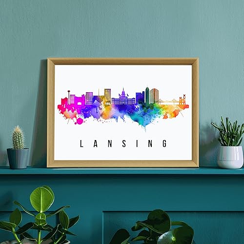 Vista 179 de Póster de Fargo Skyline Dakota del Norte, pintura de paisaje urbano de Dakota del Norte, póster de Fargo Dakota del Norte, impresión de paisaje