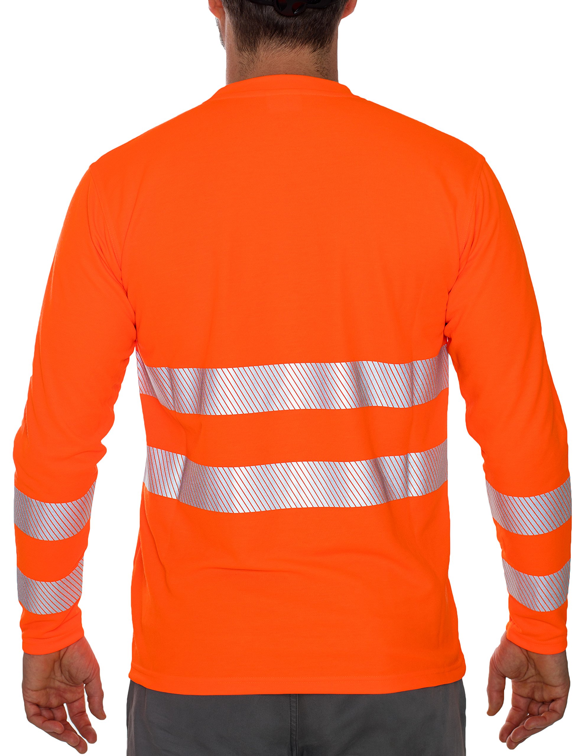 iQ-UV Warnschutz T-Shirt Langarm UPF 50+ Orange L - nach EN 20471 Klasse 2 | Hochsichtbar Signalfarbe - Warnkleidung nach Norm - UV-Schutz 50 plus - Langarmshirt für Arbeit und Outdoor
