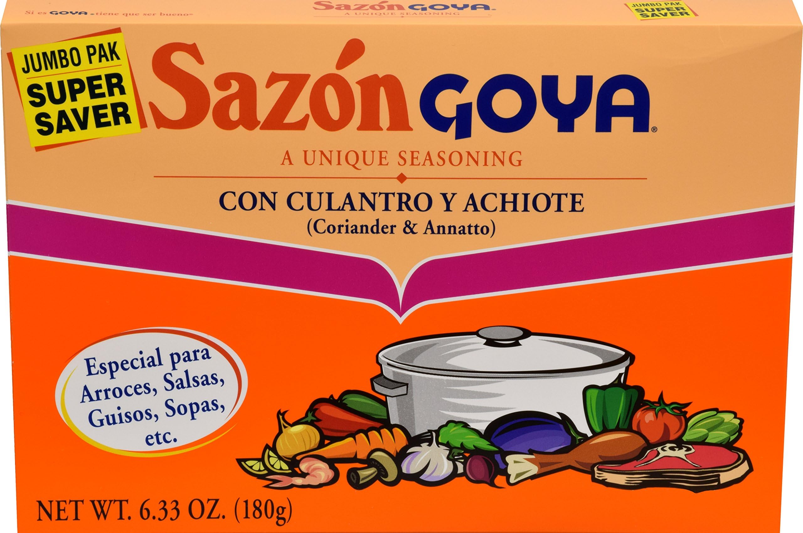 Goya Foods Sazón Seasoning with Coriander & Annatto, 6.33 Ounce