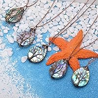 Vista 2 de Hand Wrapped Abalone Shell Tree of Life Pendant Necklace Small, Bronze Wire
