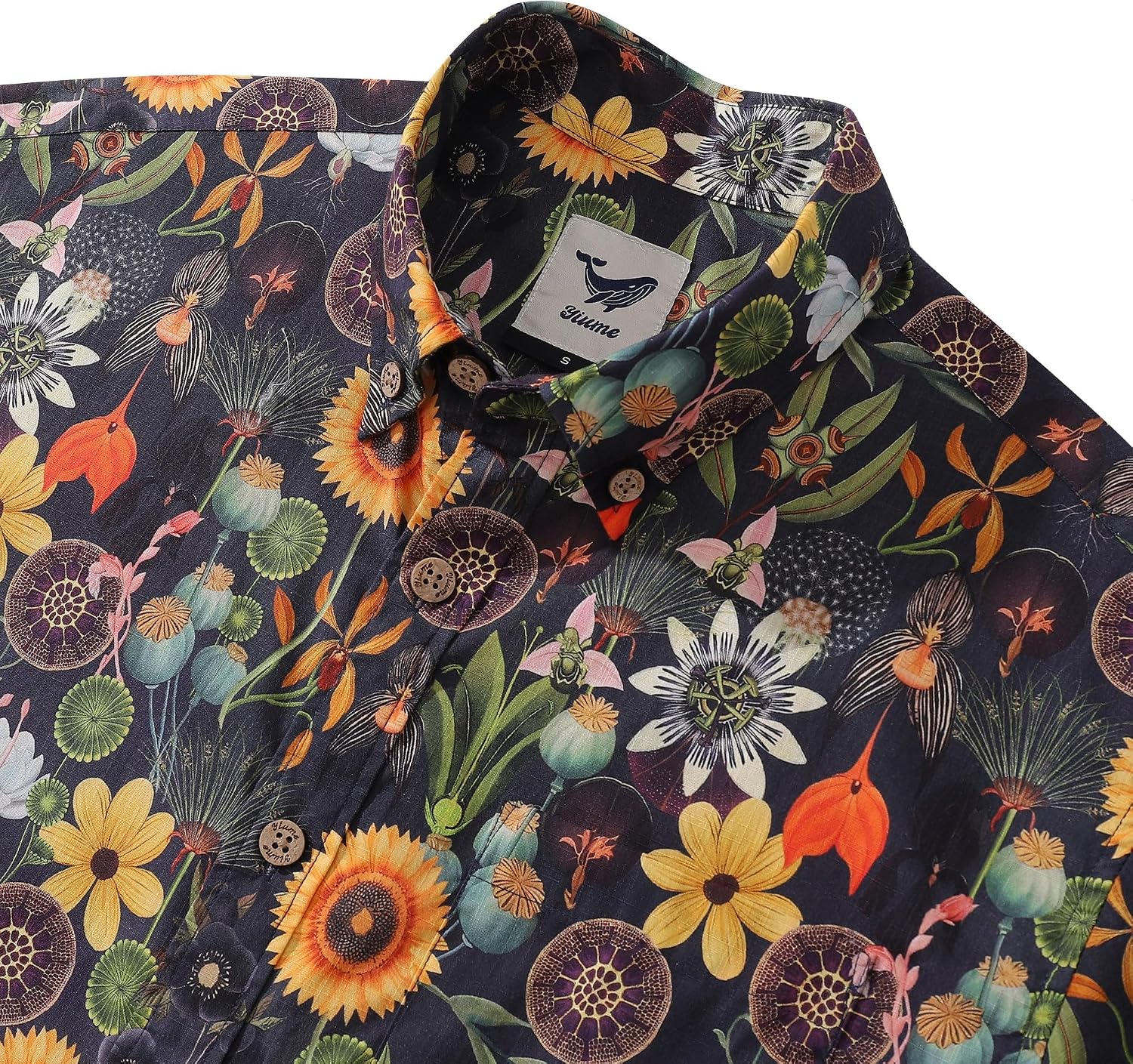 YIUME Men's Vintage Hawaiian Shirt Floral Short Sleeve Button-Down Flowers Tropical Casual Beach Shirt