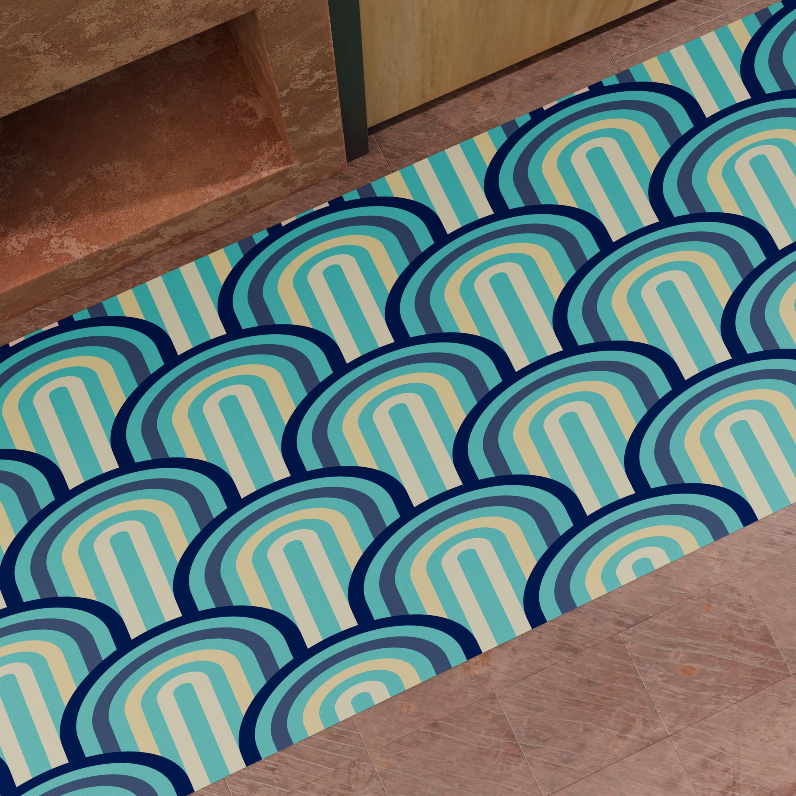 Petti Artigiani Italiani - Tapis antidérapant et Lavable, 50 x 340 cm, Motif Geo Delta, Bleu Ciel, 100% fabriqué en Italie