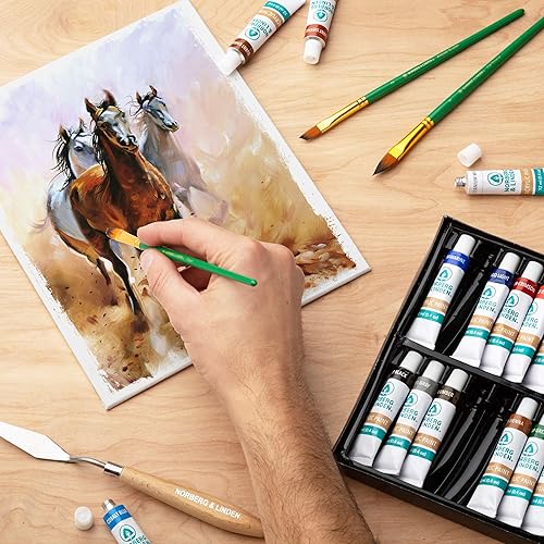 Miniatura 2 de Norberg & Linden Juego de pintura acrílica, juegos de lienzo y pintura acrílica para adultos, adolescentes y niños, incluye 24 colores vivos, 3