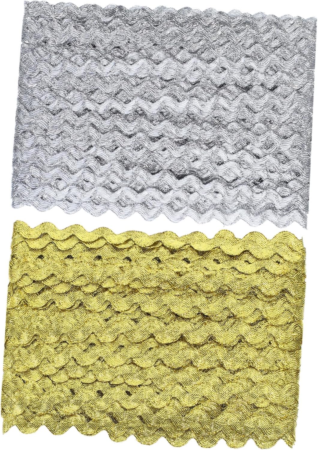 LIFKOME 2Rolls Wave Braid Trim Decorative Sewing Accessories for Clothing Upholstery Crafts Stylish Braided Lace for