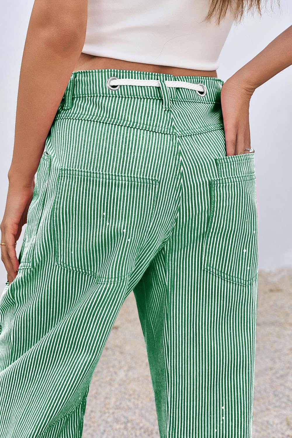 PLNOTME Womens Baggy Barrel Horseshoe Jeans Wide Leg Patchwork Low Rise Denim Pants with Pockets - Image 3