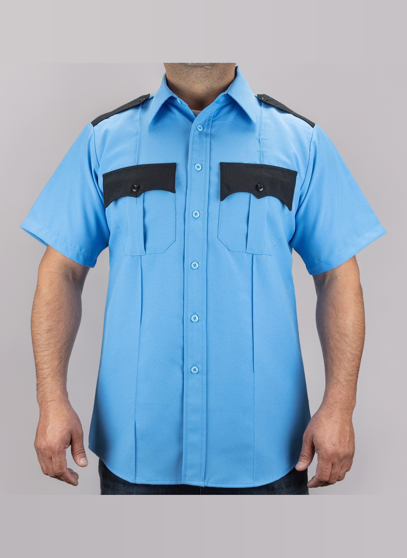 First Class Men's Two Tone Men's Uniform Shirt Pleated