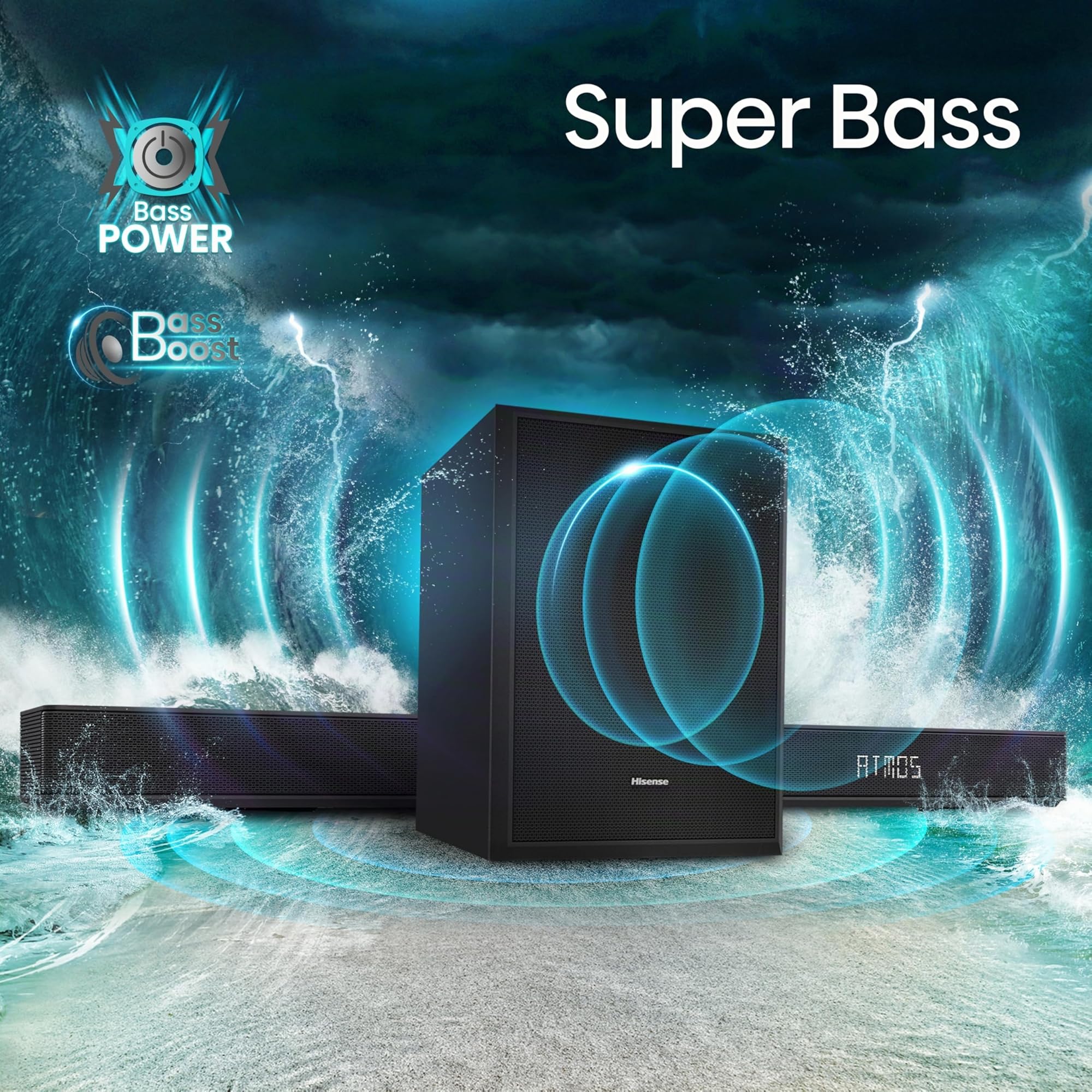 Hisense AX5125H 5.1.2 Soundbar mit kabellosem Subwoofer und Rücklautsprechern, 500W, Dolby Digital Plus, Dolby Atmos, Bluetooth, HDMI eARC/Optical/AUX/USB, Schwarz (2024)