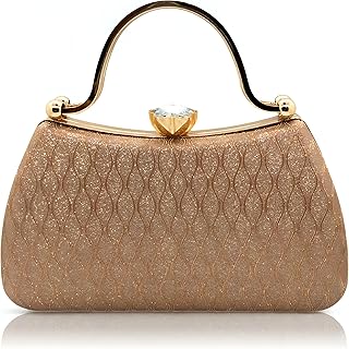 SLARA Women's Evening Clutch Bag for Women, Glitter Pattern, Crystal Clasp Handbag, Perfect for Weddings, Parties, and Spe...