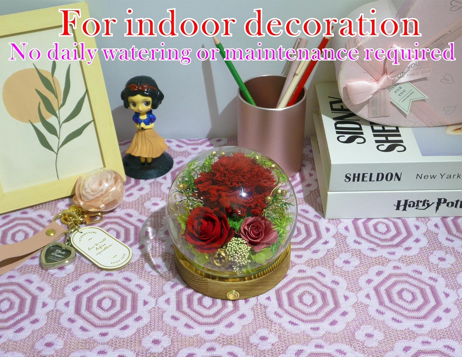 Valley of Rain & Forest Long-Lasting Real Flowers, Unique Floral Gift For you to send Love for All Occasions, for Indoor Decoration (Red Carnation Arrangement)