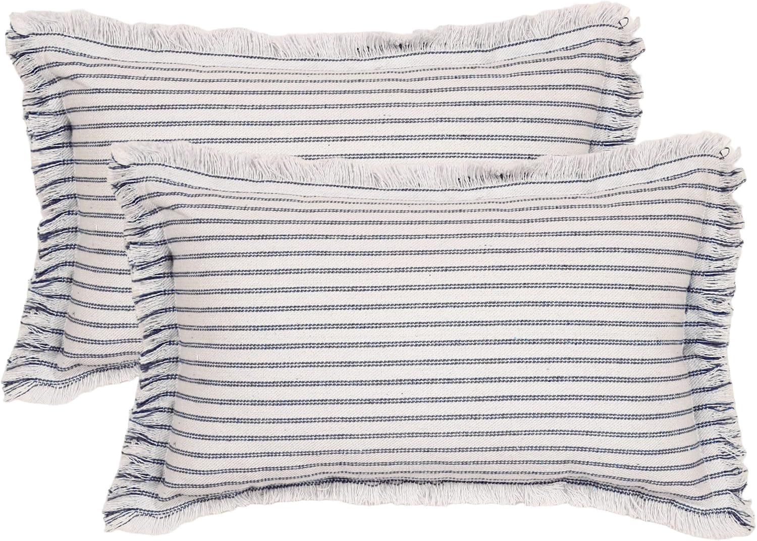 Linen Fringed Decorative Pillow Covers 12x20 for Bed Living