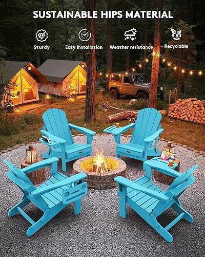 Miniatura 197 de SERWALL - Silla plegable Adirondack para patio, jardín, exterior, resistente a la intemperie, sillas para hoguera, color naranja