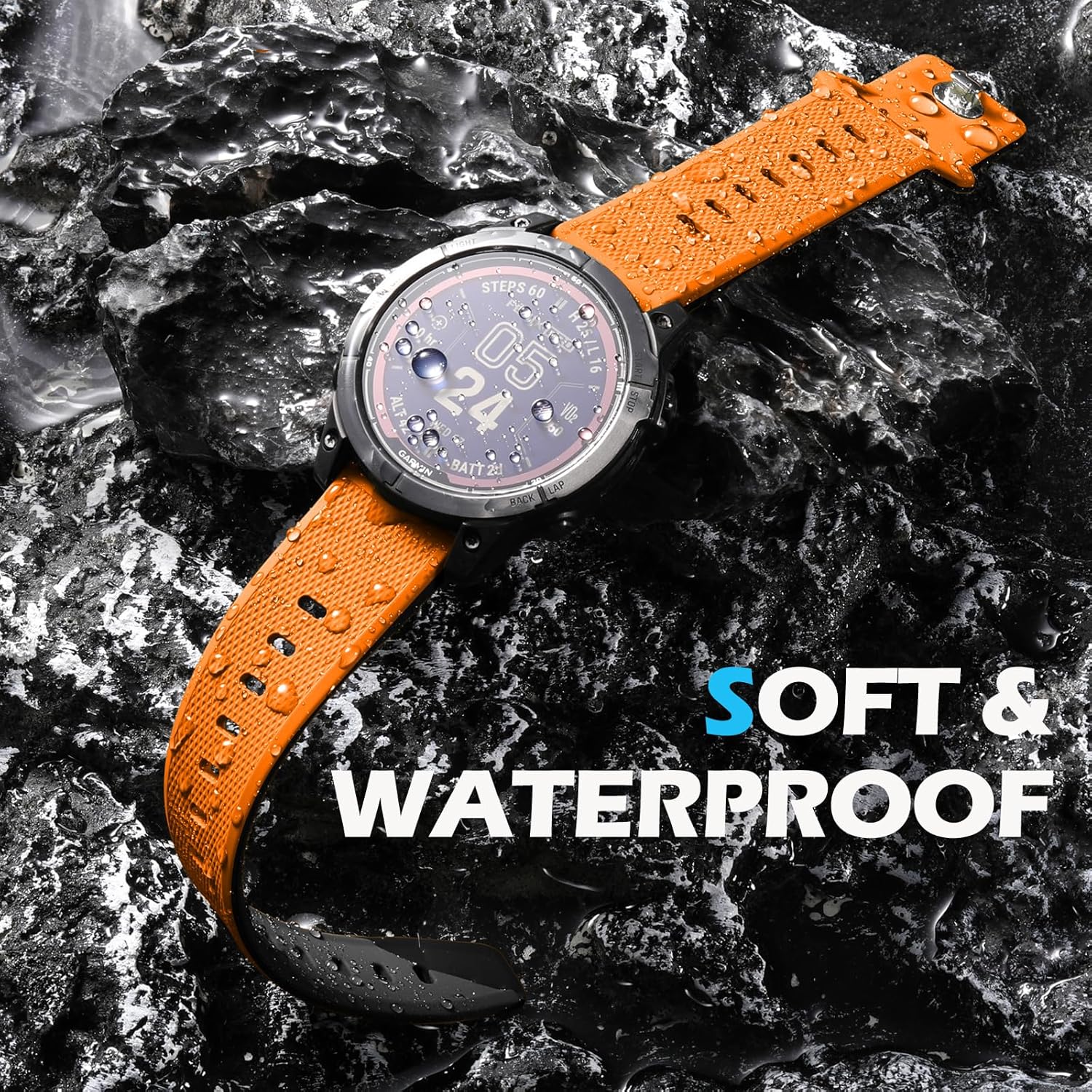 Band Compatible with Garmin Instinct Watch - Quick Fit 22mm Watch Band for Fenix E/8-47mm/7/6/5/Forerunner 965/955/945/935/745/Epix 2/Approach S70/S62/S60/Quatix 7/6/5 Upgraded Silicone Strap - Image 2