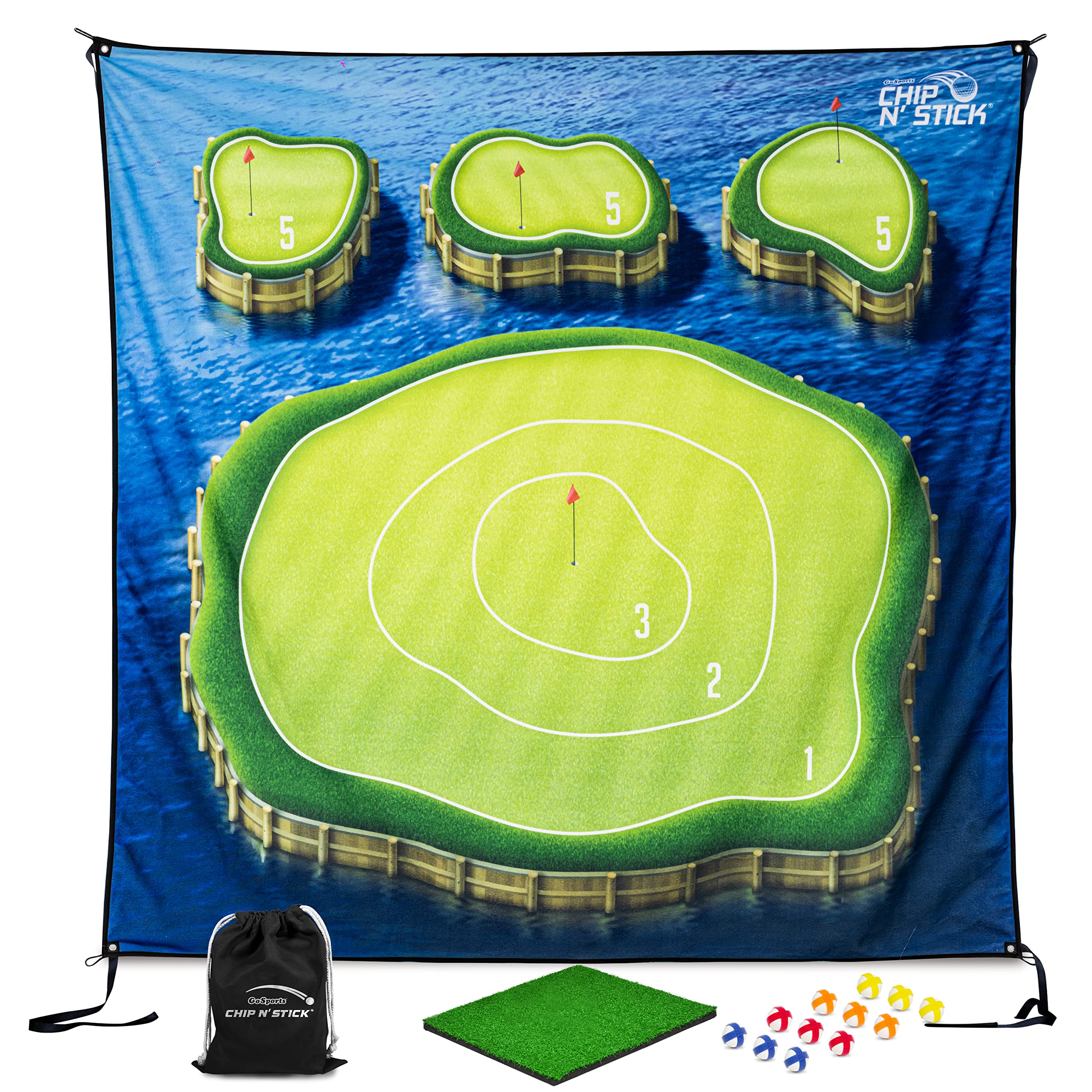 GoSports Chip N' Stick mata golfowa do gry w piłeczki golfowe - wybierz klasyczne, rzutki lub wyspy