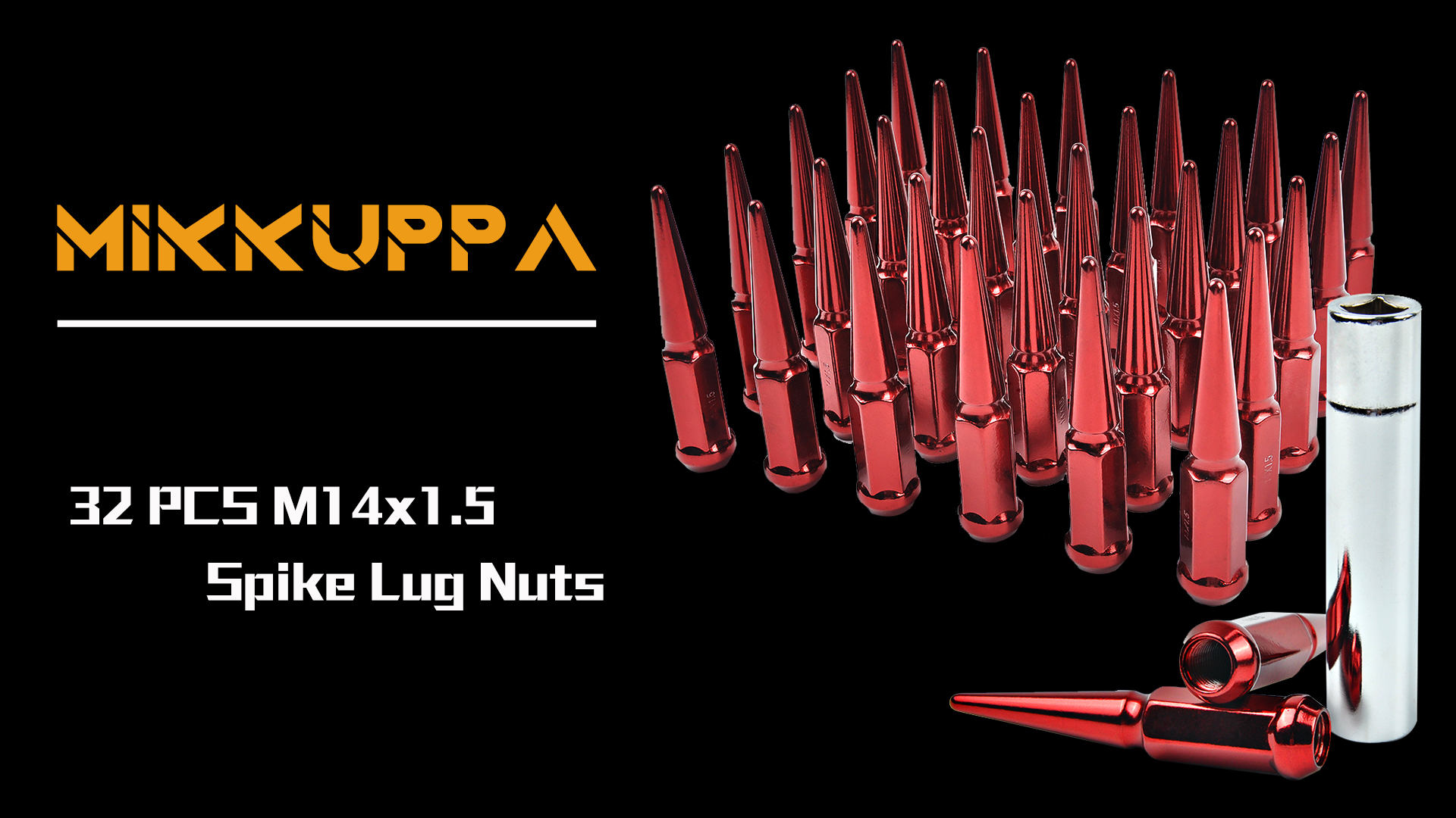 Amazon.com: MIKKUPPA M14x1.5 Spike Lug Nuts, Red 32PCS Spiked