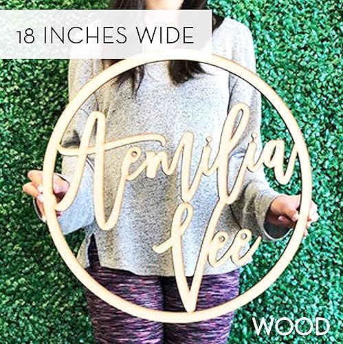 Miniatura 4 de Personalized Circle Wooden Name Sign – Custom Nursery Wall Art, Baby Room Decor, Baby Shower or Birthday Party Decoration, 12-24 Inches, Unfinished