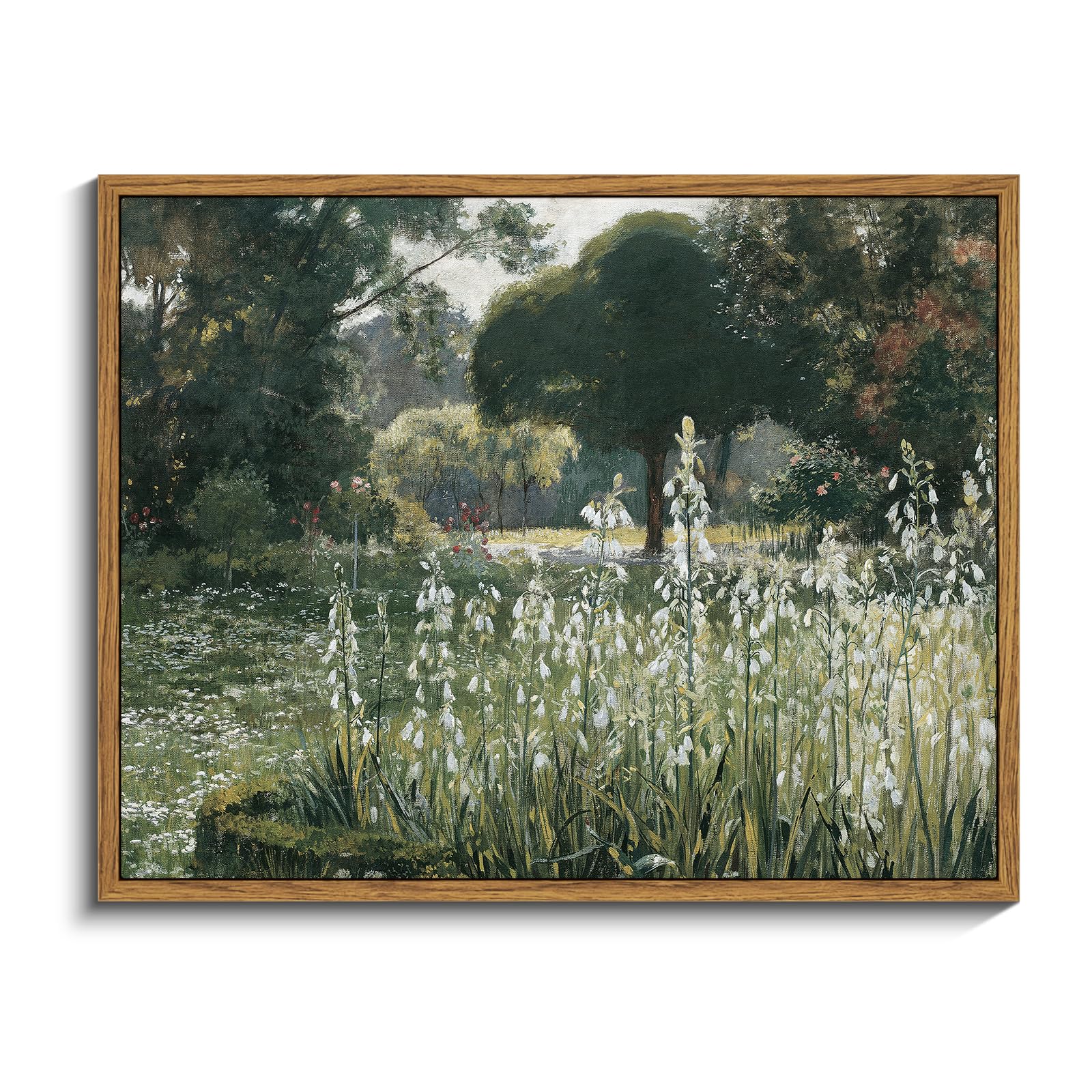 InSimSea Framed Canvas Wall Art Vintage Decor, Landscape Wall Art for Living Room, Summer Hyacinths Vintage Prints Wall Decorations for Living Room