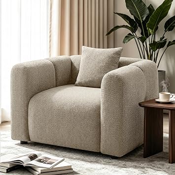 VANOMi Living Room Sofa Chair, 42" Oversized Chair for Bedroom, Camel