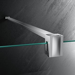 Shower Glass Support Bar, Stainless Steel Shower Door Support Arm with Foldable Hook, Adjustable Support Rod for 1/4"-3/8" Door, Cut-to-Fit for Various Spaces (Chrome, 39.37'' (1000mm))