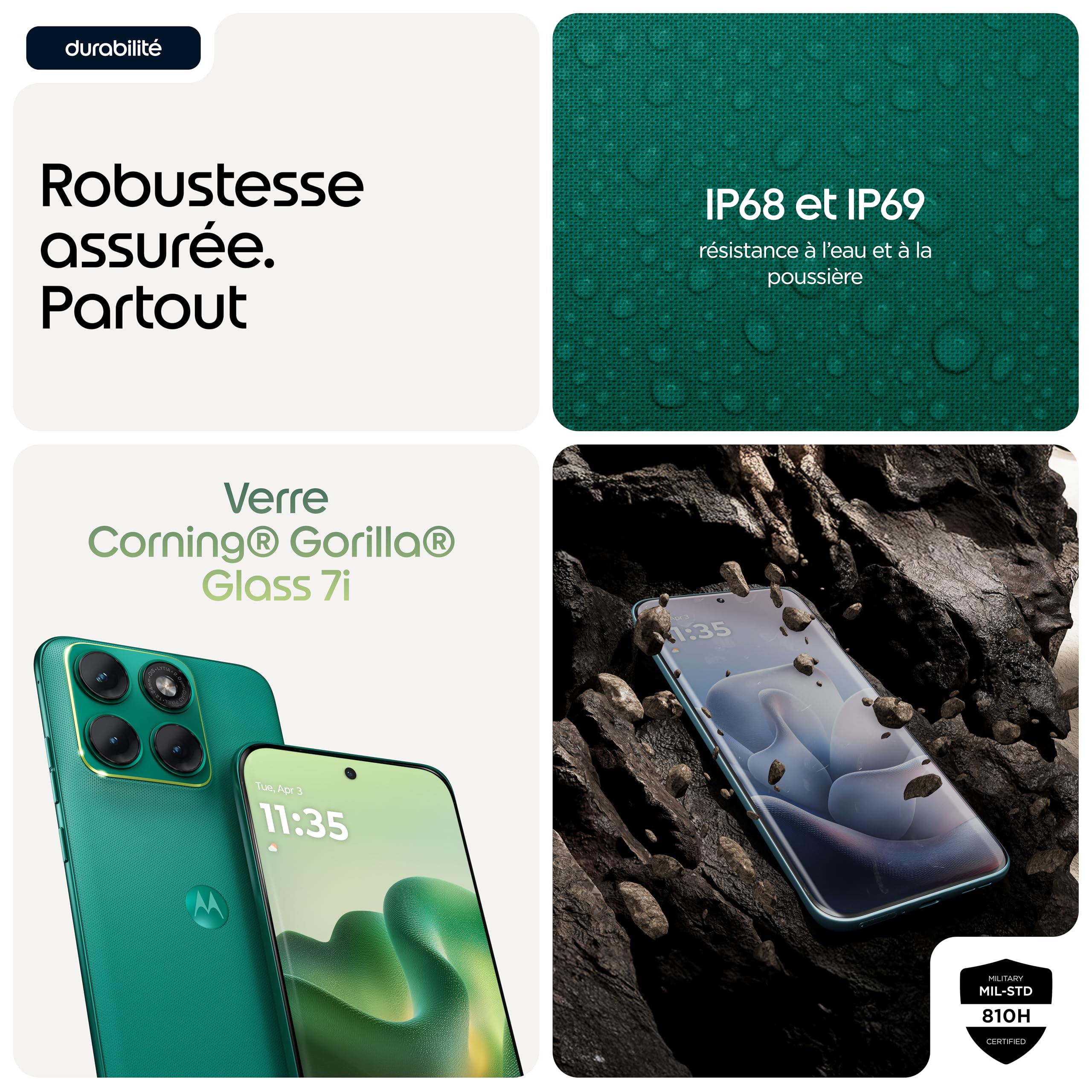 Motorola Edge 70 Fusion 8 256 5G, Pantone Sporting Green (Vert) | Triple capteur Sony Lytia, écran 6,78" pOLED, Snapdragon 7s Gen 3, 5200 mAH