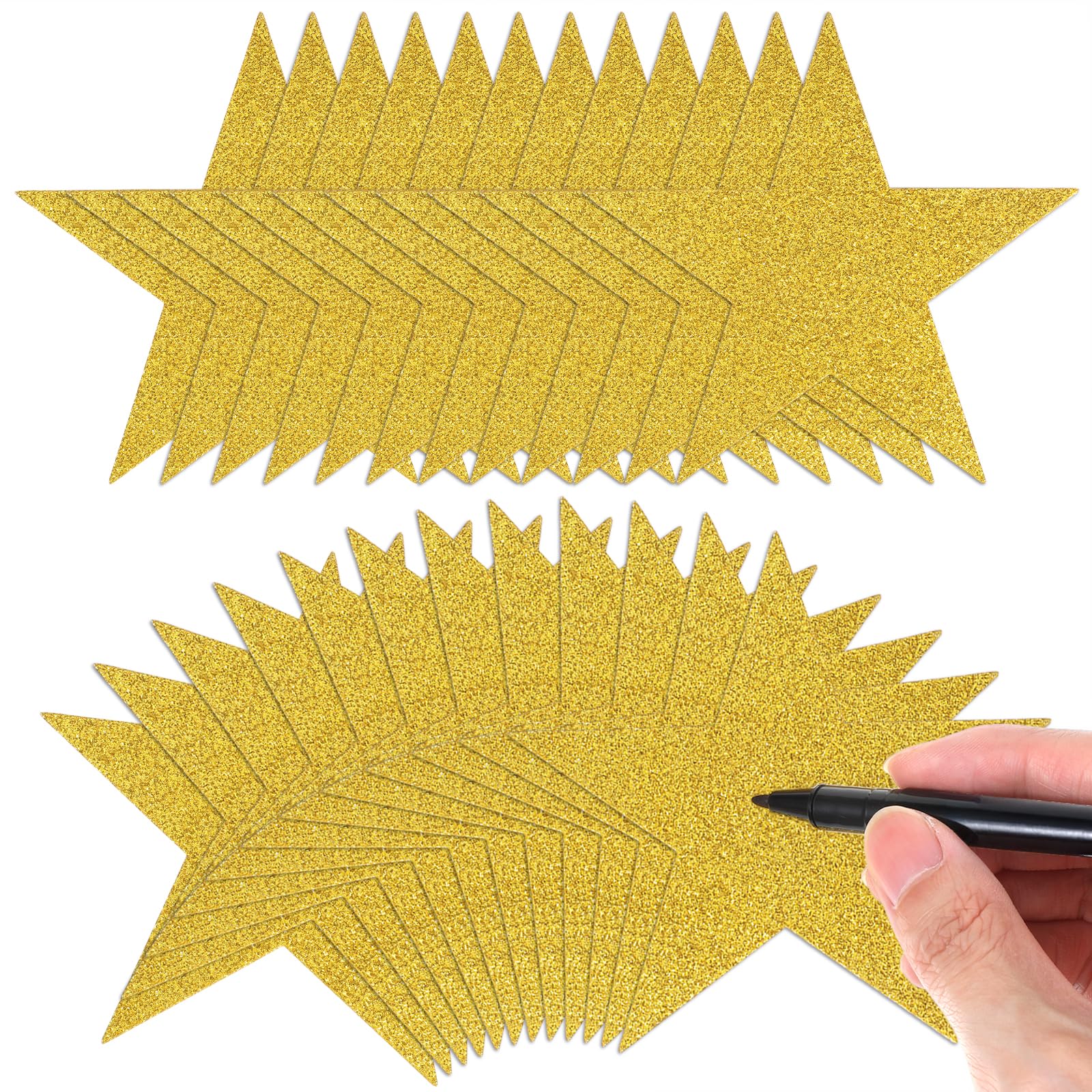 Nogeqi 48PCS Gold Star Cutouts, 6 Inch Double Printed Paper Stars