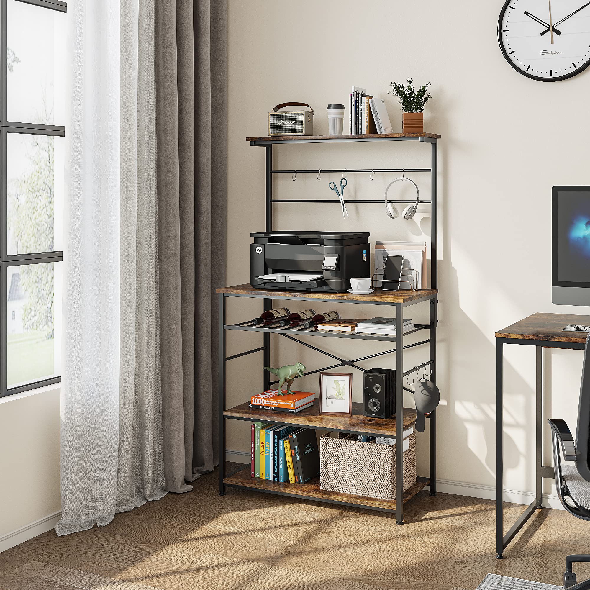 Buy Bestier Kitchen Baker's Rack Utility Storage Shelf with Wine Rack 5