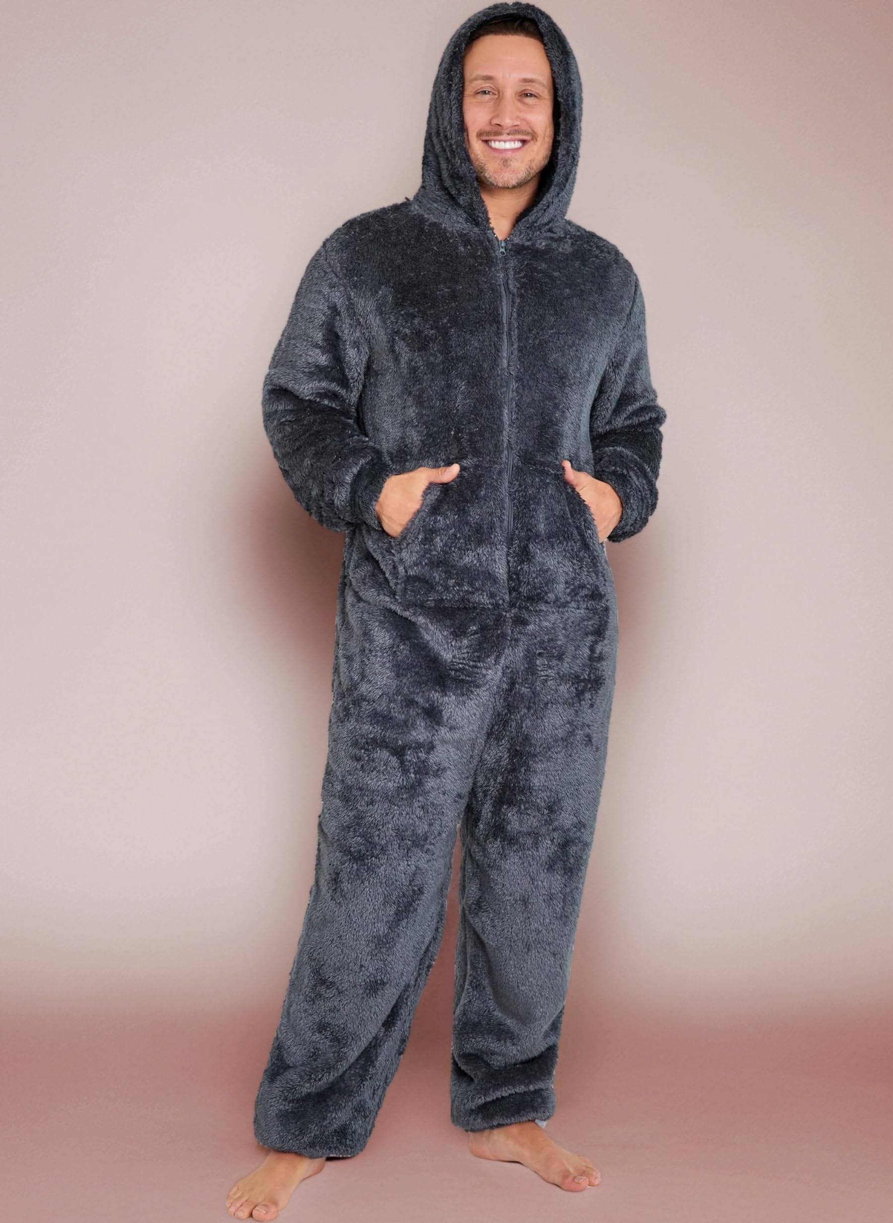 Onesies for Men and Teens, Loungewear Fleece Pyjamas Men All in One Jumpsuit Nightwear