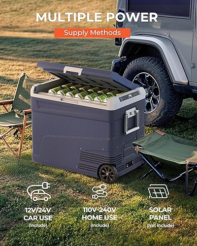 Miniatura 7 de Refrigerador portátil de 12 voltios, refrigerador eléctrico de 58 cuartos (55L) con ruedas, 1224 V CC y 100-240 V CA, -4  a 68 , control de