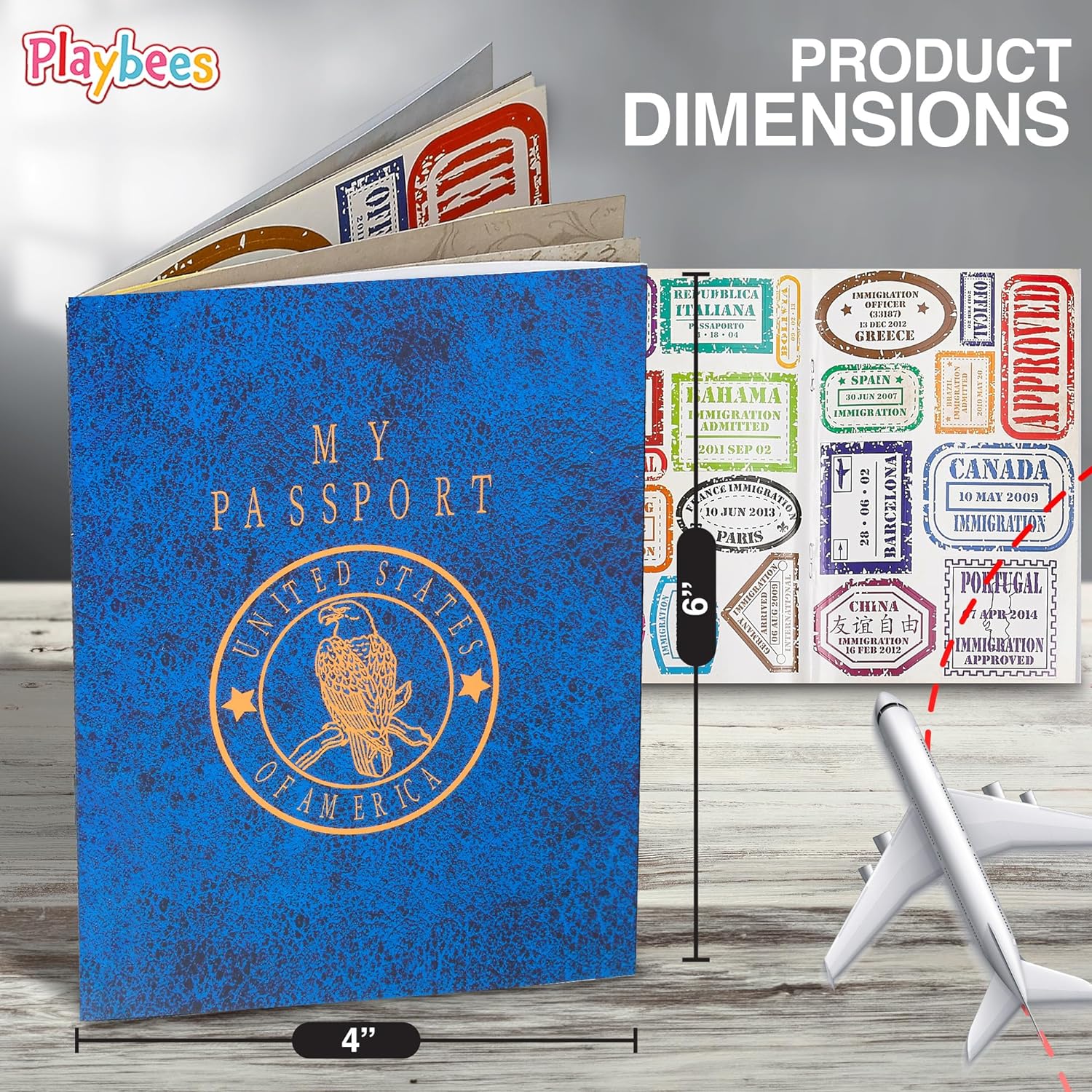 Playbees Passport Sticker Book for Boys and Girls - 24 Pack - Pad of Famous Places Motivational Treats, Party Favors, Game Prizes, Wall Decals, Scrapbooks, School Supplies, Arts and Crafts