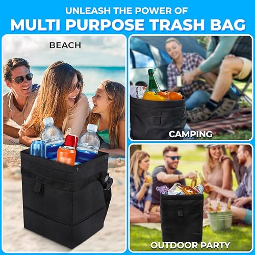 Miniatura 5 de EcoNour Bolsa de basura plegable para automóvil, bolsa de basura y bote de basura impermeable para automóvil, a prueba de fugas, respaldo de asiento