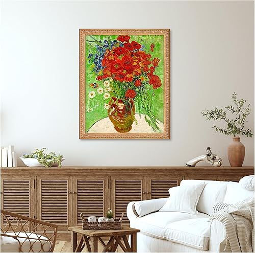 Miniatura 596 de A&T ARTWORK The Starry Night de Vincent Van Gogh. Tamaño del marco: 36 x 30 pulgadas, tamaño de la imagen: 30 x 24 pulgadas, reproducciones clásicas