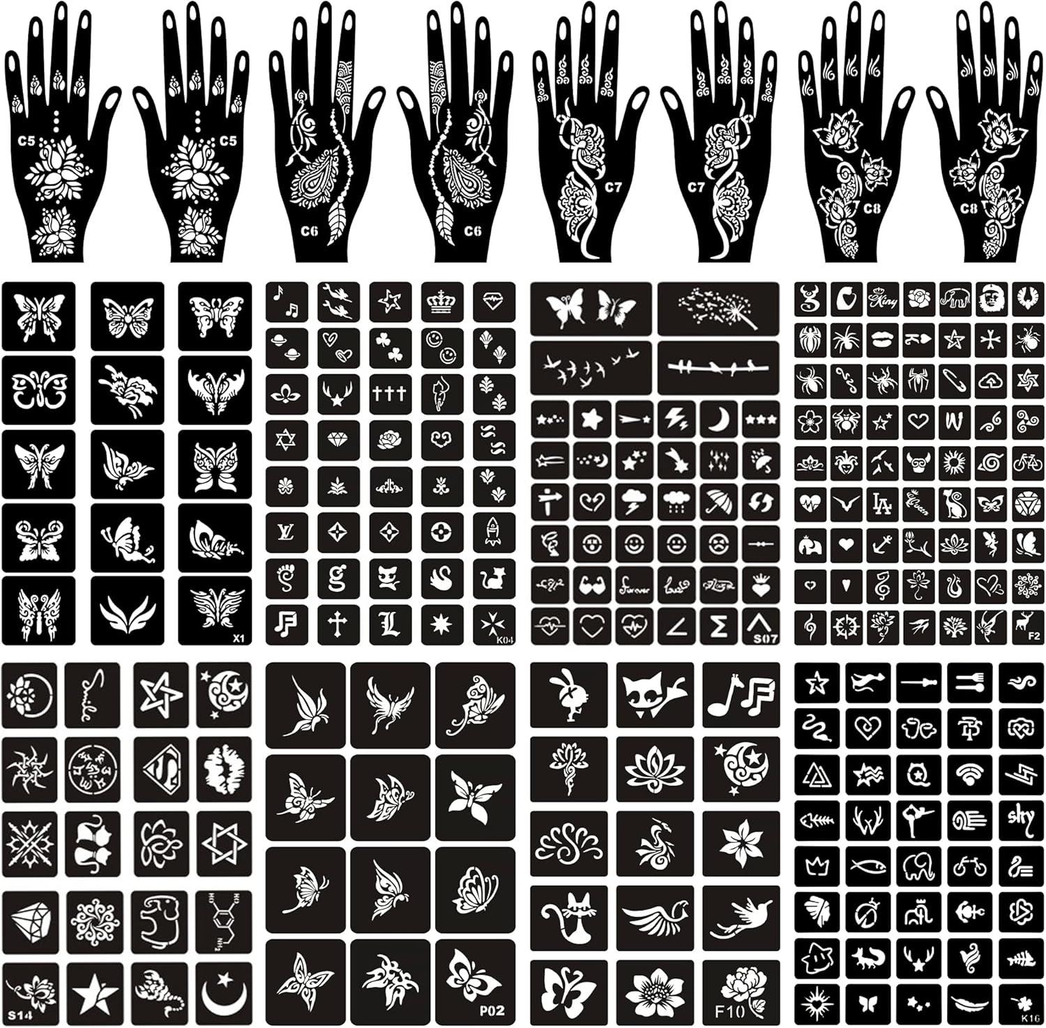Tattoo Stencils Kit Reusable for Women Girls and Kids,300+ PCS Tattoo