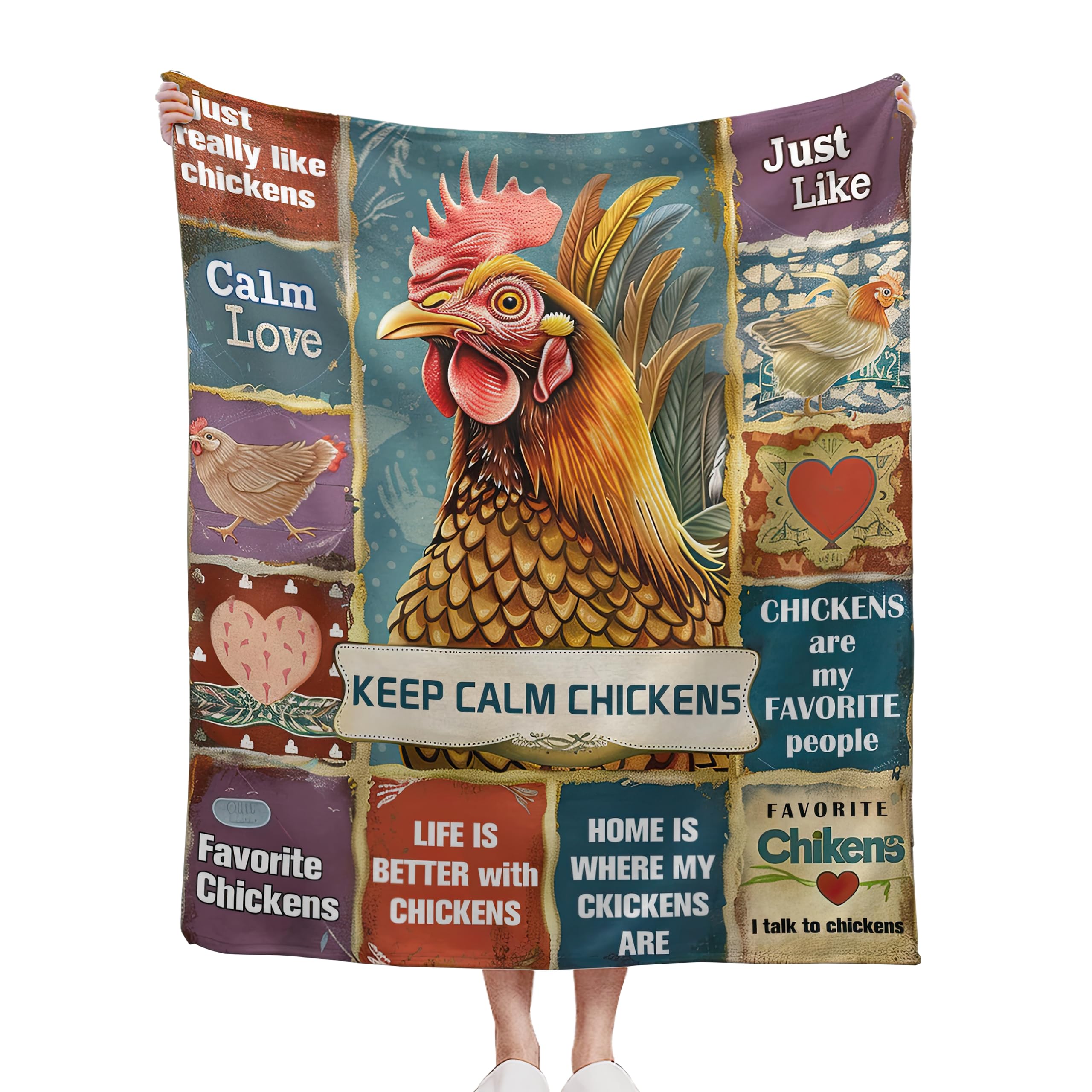 CIAIDU Throw Blanket, Vintage Humor Chicken Throw Blankets for Adult Kids Boys Girls, Quotes Collage Decor Gifts for Home Bed Couch 50x60 Inches — image 1