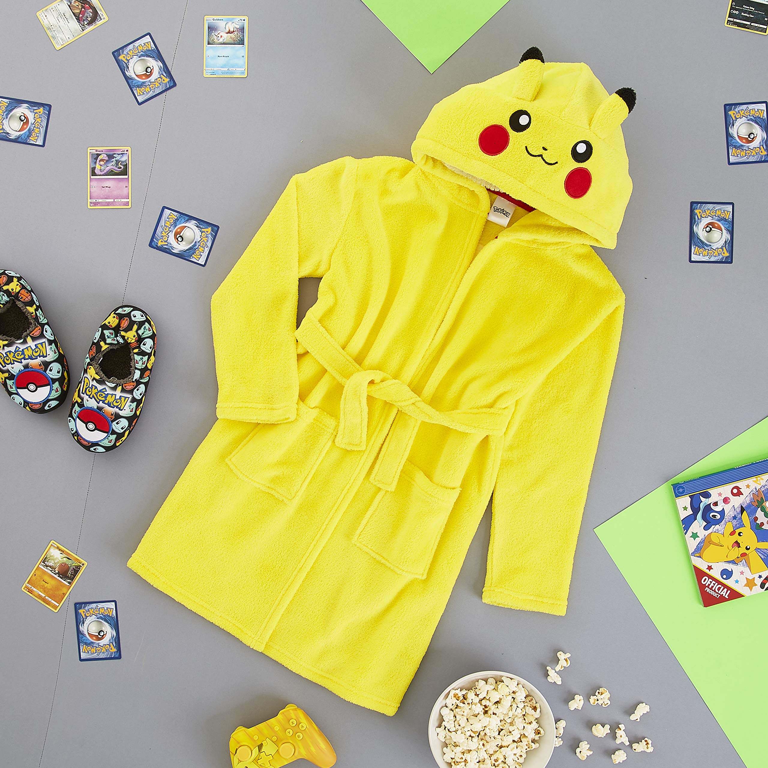 Pokemon szlafrok z kapturem, Pikachu 3D, miękki polarowy szlafrok dla dzieci, zabawne ubrania dla dzieci, dla chłopców lub dziewcząt, pomysł na prezent dla dzieci i nastolatków w wieku 4–14 lat