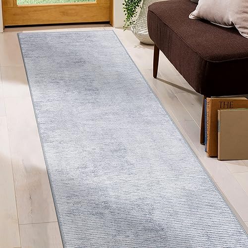 Miniatura 8 de Rugshop Alfombra de pasillo contemporánea a rayas envejecidas resistente a las manchas, respetuosa con el medio ambiente, reciclada, lavable a