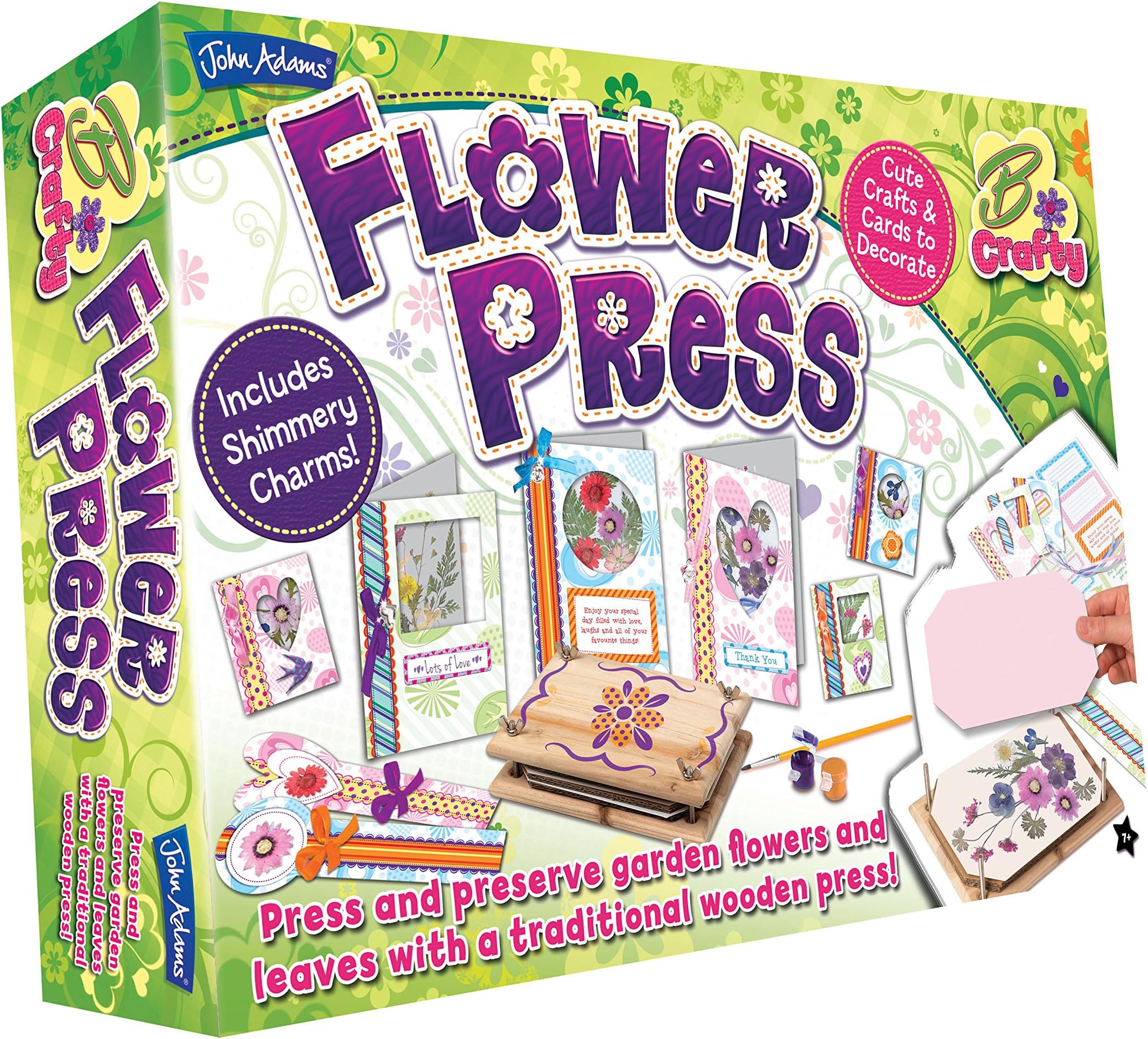 John Adams | Flower Press: press and preserve garden flowers and leaves with a traditional wooden press | Arts & Crafts | Ages 7+, Red