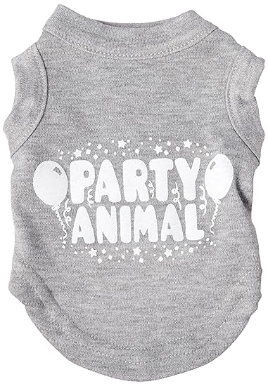 Mirage Pet Products Party Animal Screen Print Shirt Grey XS (8)