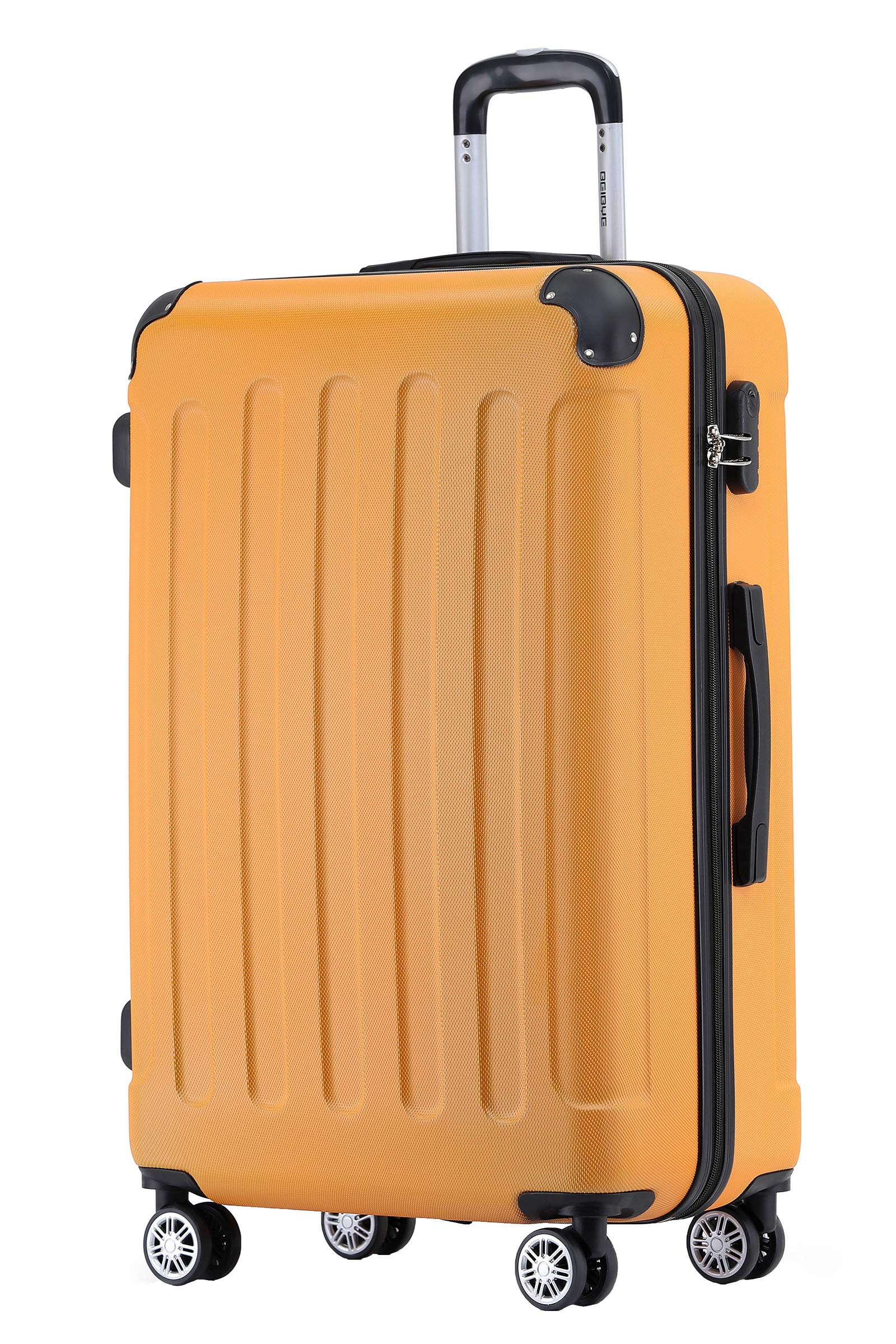 BEIBYE Zwillingsrollen Hardcase Reisekoffer Koffer Trolleys Hartschale in XL-L-M in 14 Farben (Orangen, Mittler Koffer (66cm))
