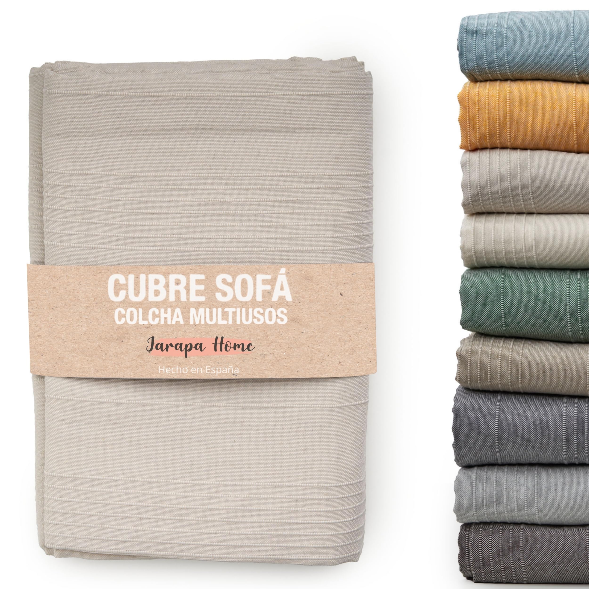 Colcha cama y colcha multiusos para sofás, colchas blancas. Plaid multiusos, cubre sofá, tejido resistente y de calidad, hecho en España. Colchas cama 150 modernas, 135, 90. (Beige, 180 x 280 cm)