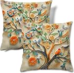 HMS Happy Memorievets Velvet Cushion Cases Square Decorative Throw Pillow Cover 45x45cm(18x18 Inch) Set of 2 for Couch Sofa Bed Living Room Bedroom