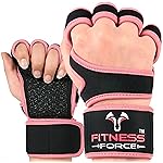 FITNESS FORCE Ventilated Weightlifting Gloves Workout Gloves for Men & Women with Built-in Wrist Wraps Fingerless Gym Gloves for Men Perfect for Exercise Fitness, Weight Lifting, Cross Training