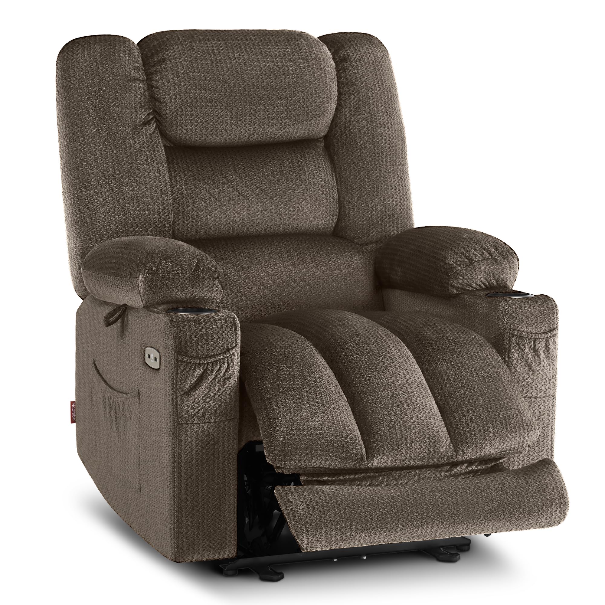 MCombo Zero Gravity Power Recliner Chair with Heat and Vibration Massage, Reclining Chair with USB & Type C Ports, Cup Holders for Living Room, Fabric 6079 (Dark Brown Medium 21.2" Seat Width)