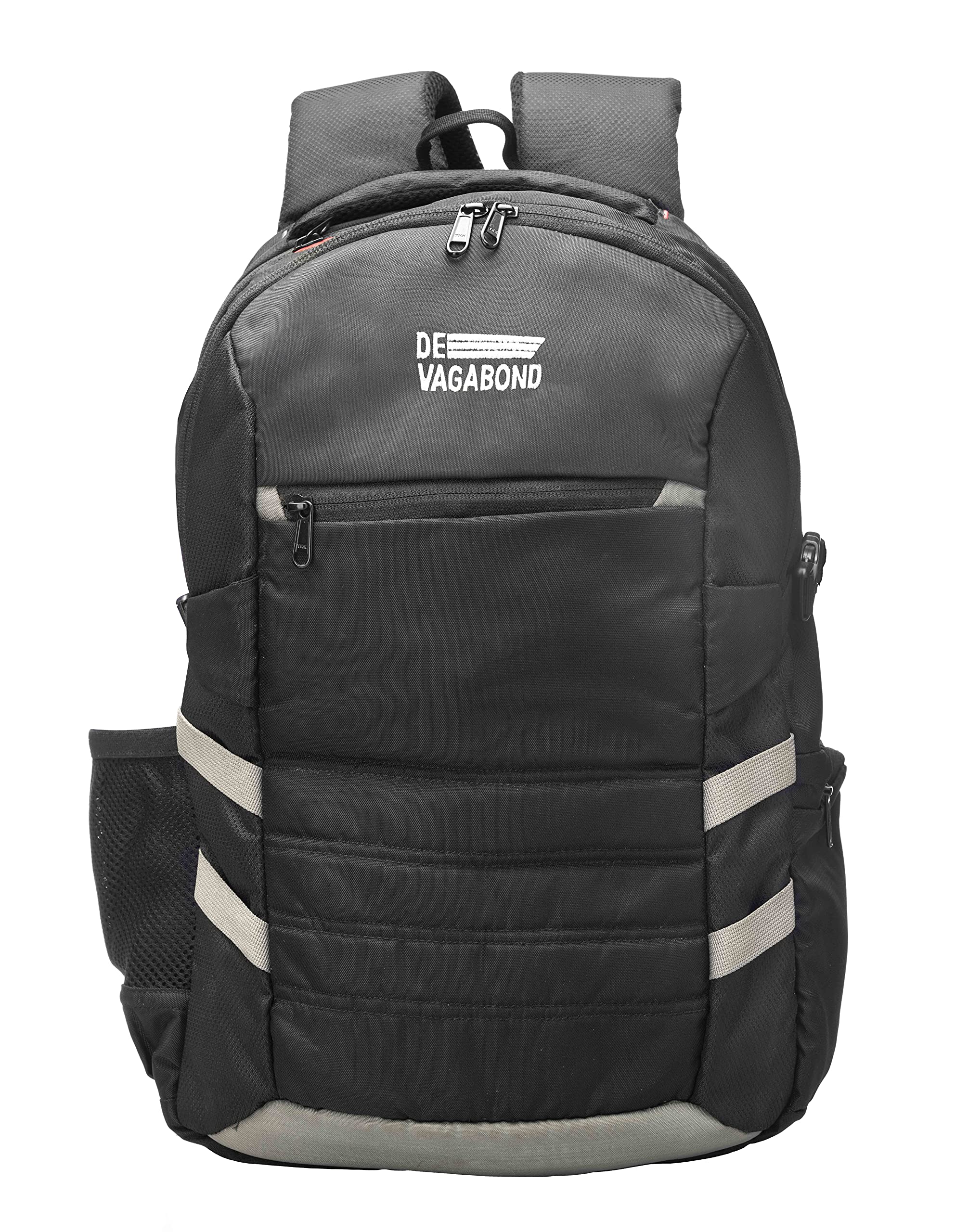 De VagabondGrandy - Black - Laptop BakPack, Nylon Backpack for Office, College & Travel – 24 Ltr Lightweight, Durable & Water-Resistant with Laptop Compartment & Side Bottle Pocket