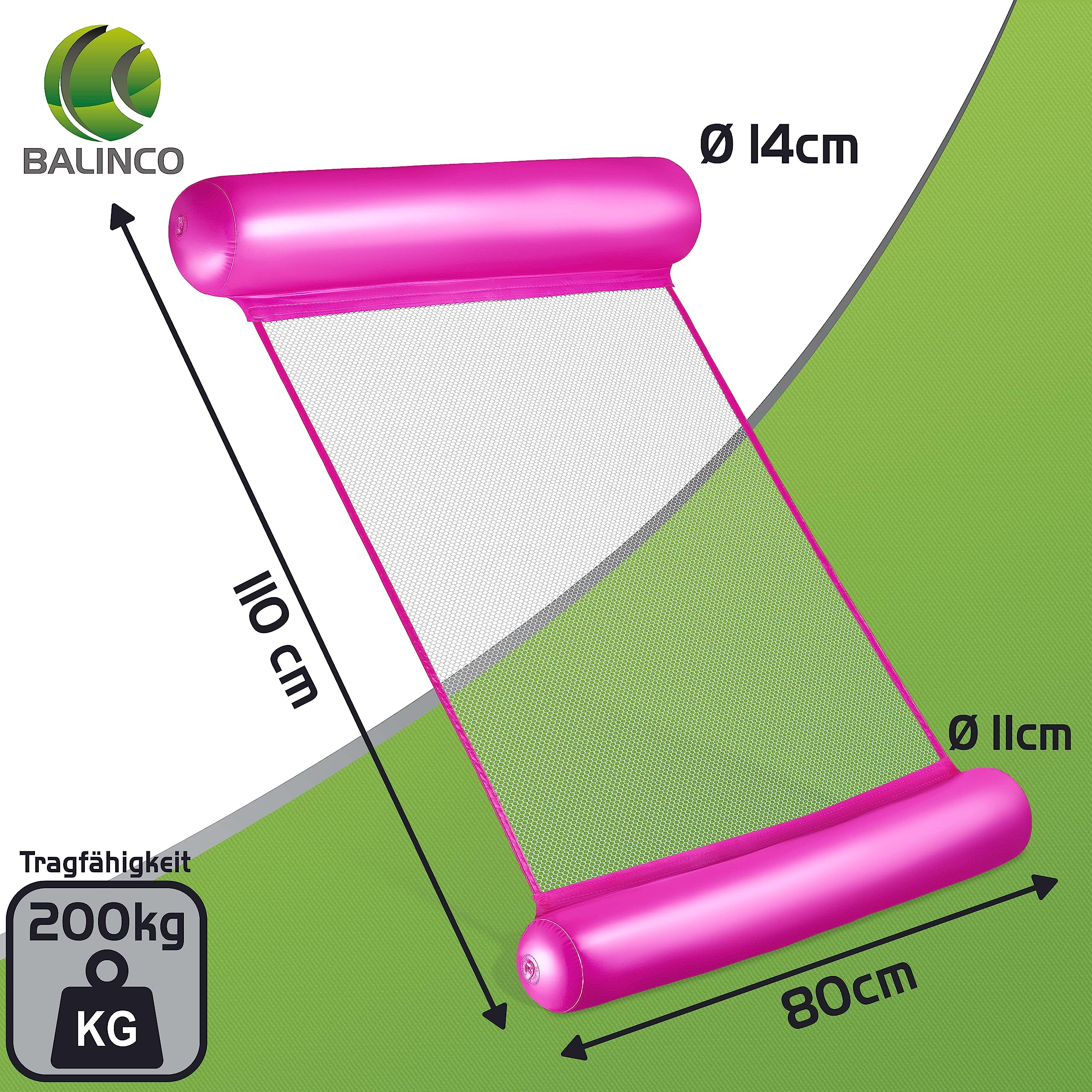 Balinco Inflatable Hammock Adults, Water Toy Children, Air Mattress Water Mattress, Relax Mat, Water Hammock, Pool Party (Pink) - Image 2