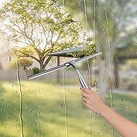 Vista 4 de Escobilla de goma para puerta de cristal de ducha con soporte, hoja de silicona de 10 pulgadas, mango cromado de acero inoxidable, para ventana